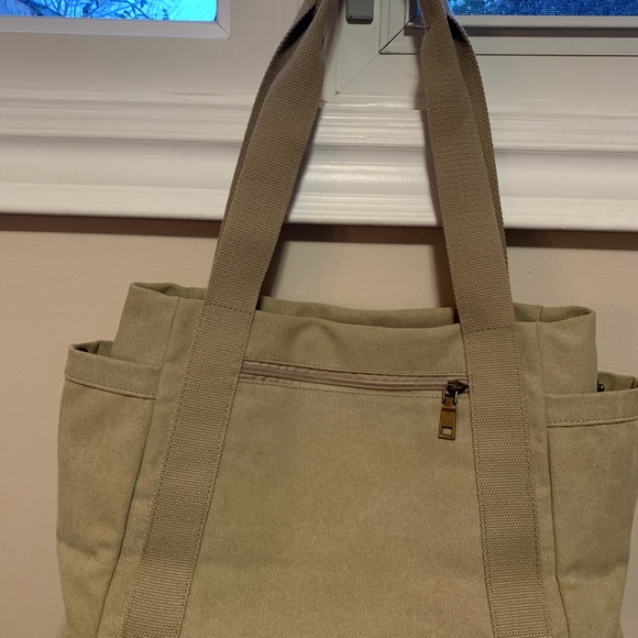 Casual khaki canvas tote bag - Picture 4 of 4